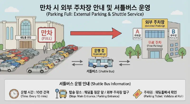 만차 시 외부 주차장 안내 및 셔틀버스 운영