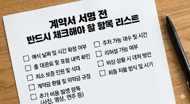웨딩홀 투어 체크리스트